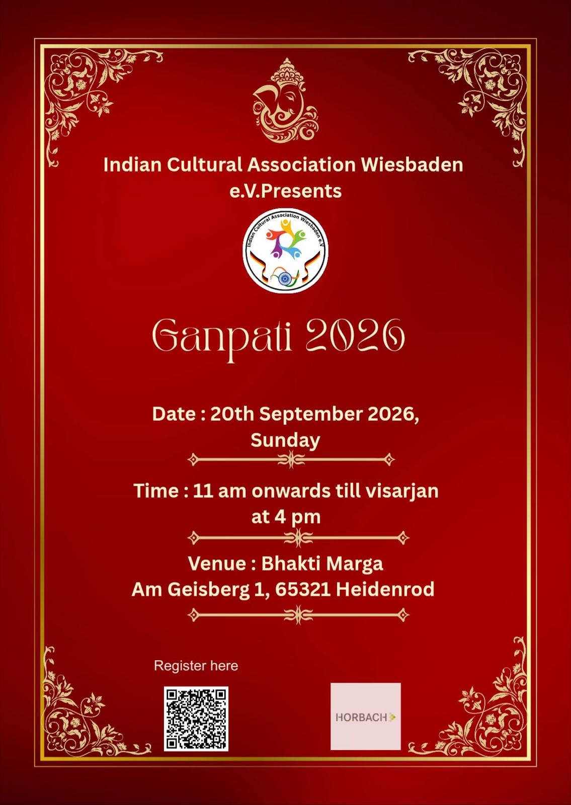 Ganpati 2026 flyer — Indian Cultural Association Wiesbaden e.V.