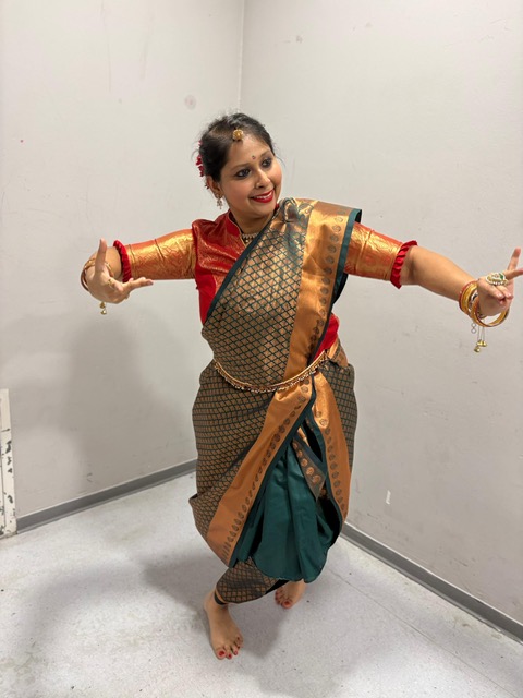 Reciting from a script at a cultural event